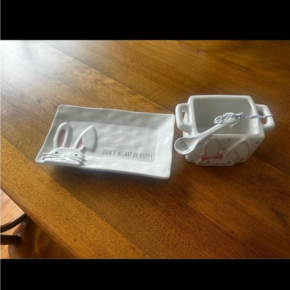 Rae Dunn Bunny Plate and Sugar Bowl - Picture 2 of 2